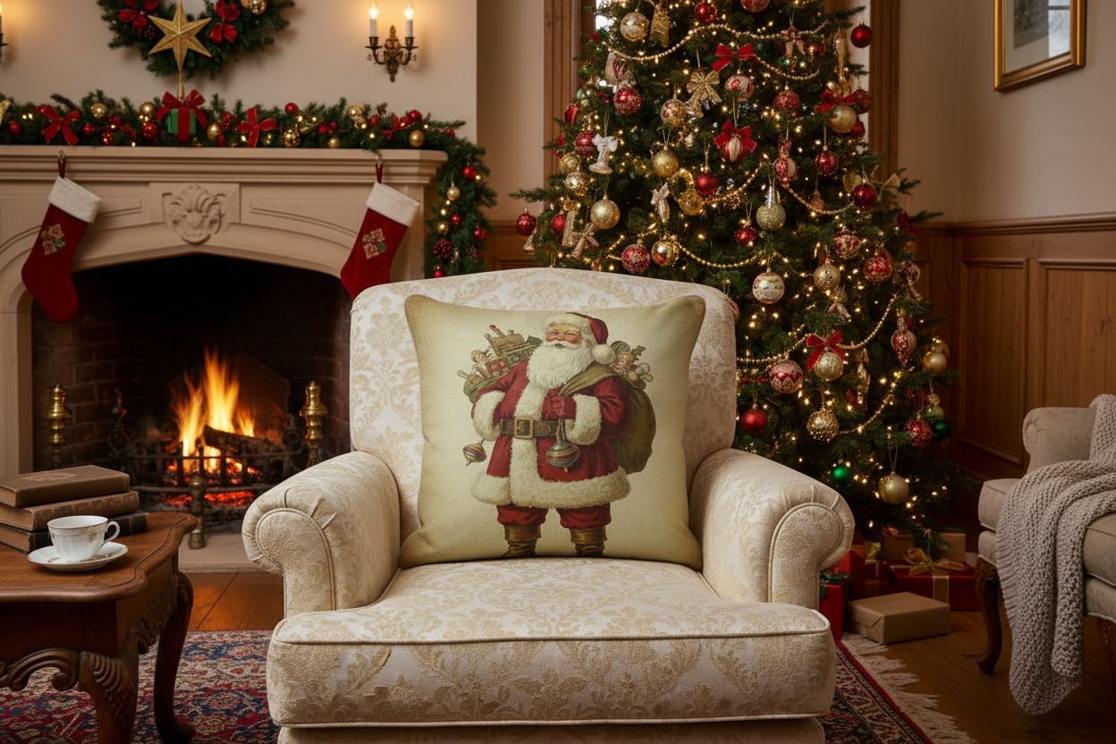 Kissenhülle "Weihnachtsmann" im Landhausstil