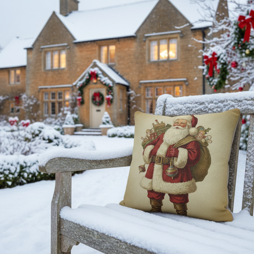 Kissenhülle "Weihnachtsmann" im Landhausstil