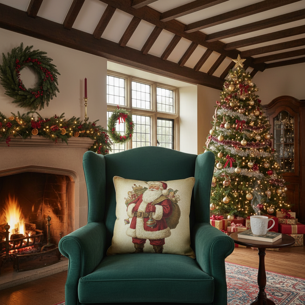 Kissenhülle "Weihnachtsmann" im Landhausstil