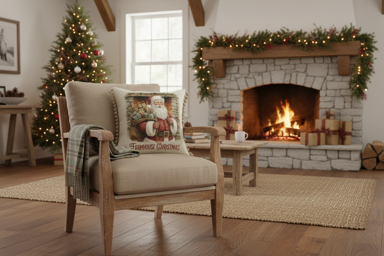 Kissenhülle "Weihnachtsmann" im Landhausstil