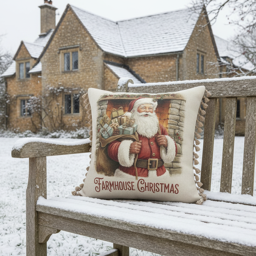 Kissenhülle "Weihnachtsmann" im Landhausstil