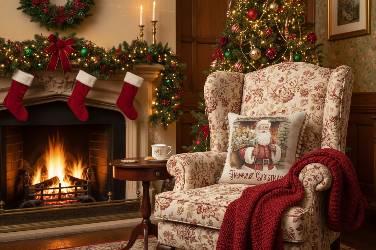 Kissenhülle "Weihnachtsmann" im Landhausstil