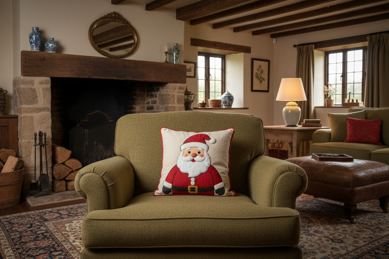 Kissenhülle "Weihnachtsmann" im Landhausstil