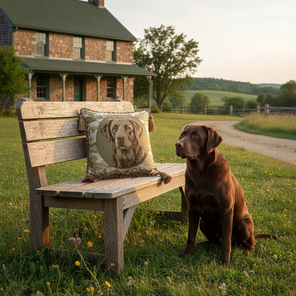 Kissenhülle "Labrador Retriever braun" im Landhausstil