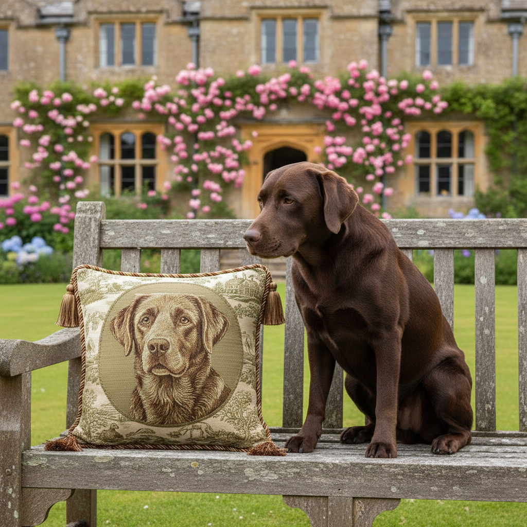 Kissenhülle "Labrador Retriever braun" im Landhausstil