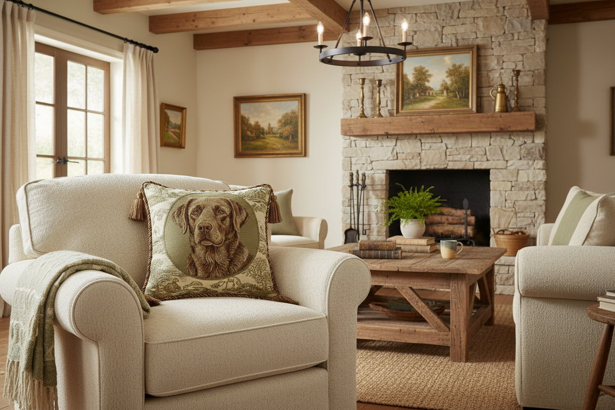 Kissenhülle "Labrador Retriever braun" im Landhausstil