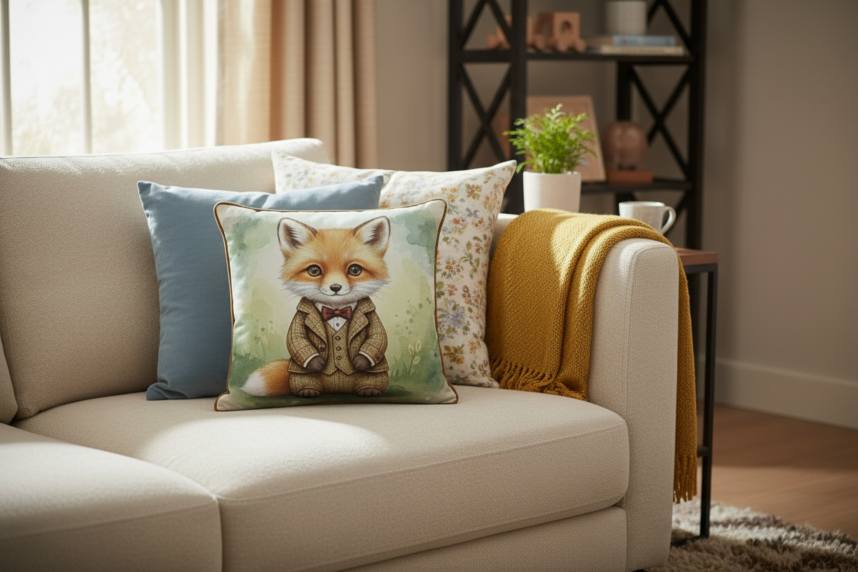 Kissenhülle "Fuchswelpen" im englischen Landhausstil