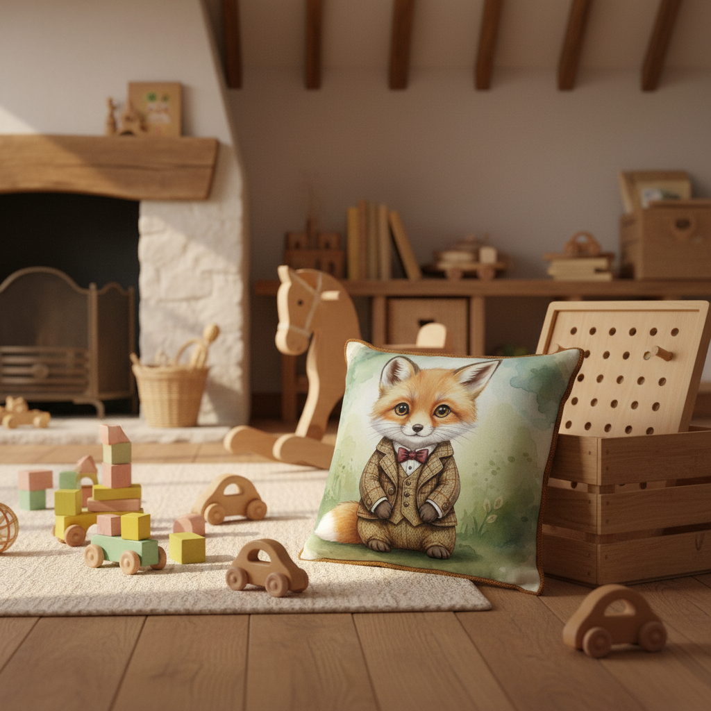 Kissenhülle "Fuchswelpen" im englischen Landhausstil