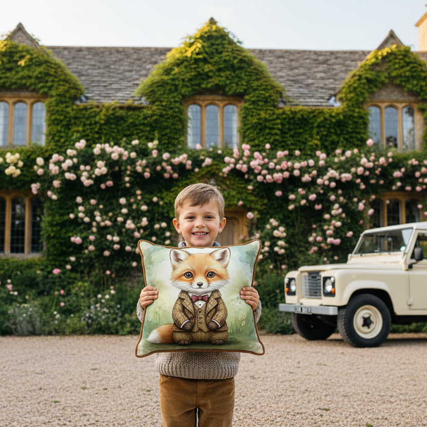 Kissenhülle "Fuchswelpen" im englischen Landhausstil