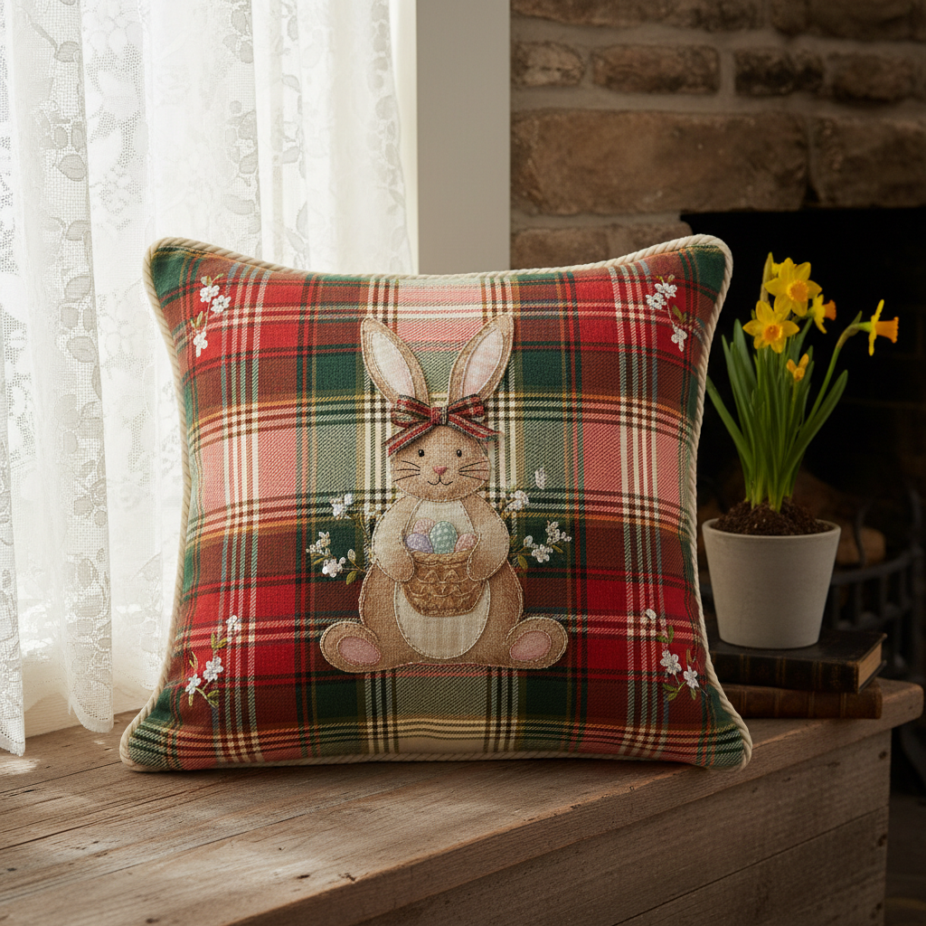 Kissen Osterhase Tartan Landhausstil