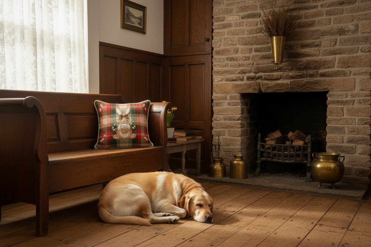 Kissenhülle "Osterhase" im englischen Landhausstil