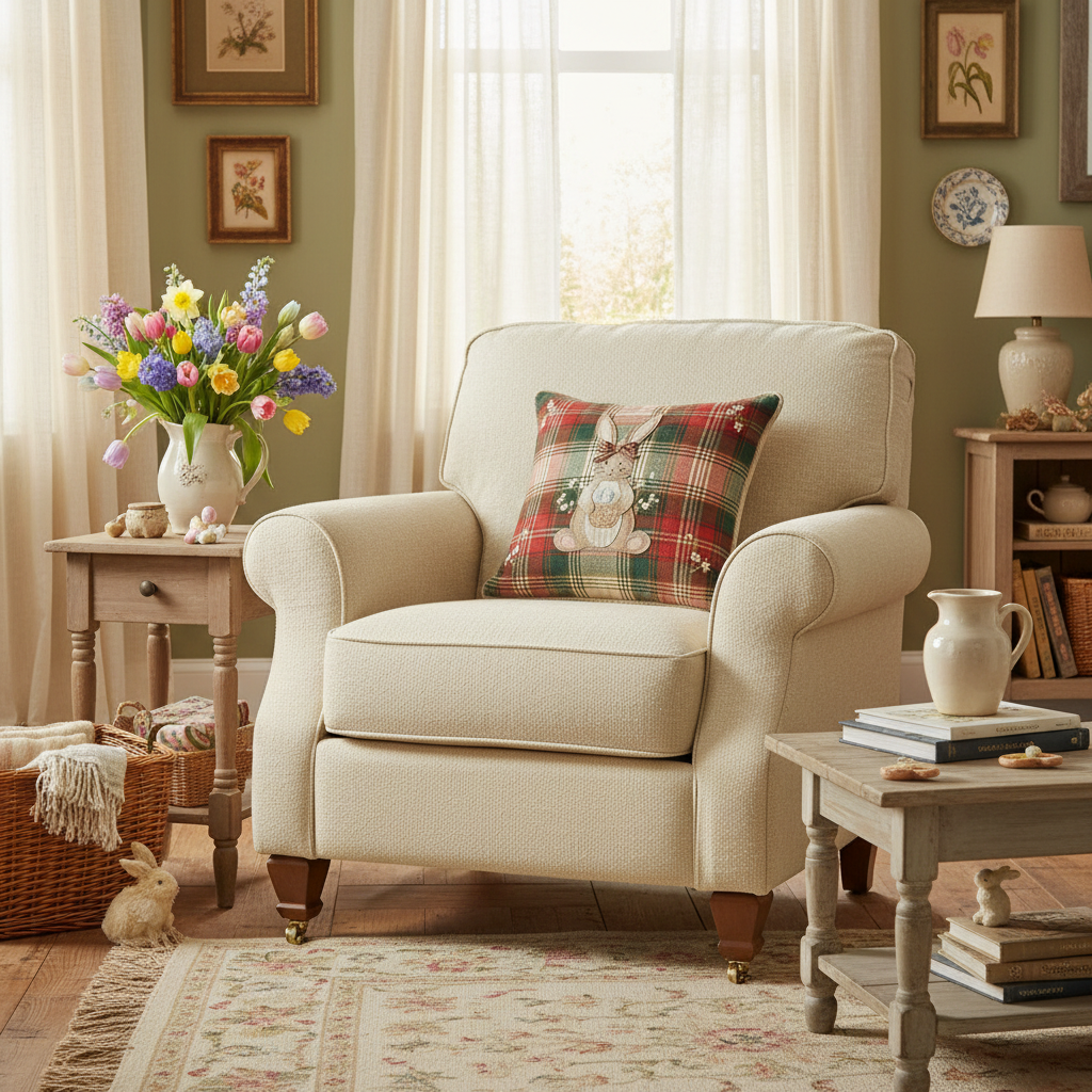 Kissenhülle "Osterhase" im englischen Landhausstil