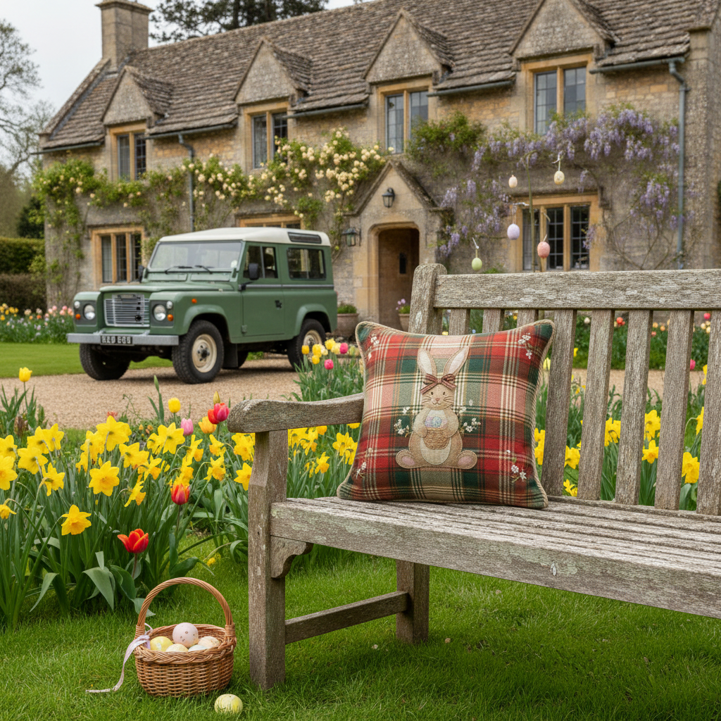 Kissenhülle "Osterhase" im englischen Landhausstil