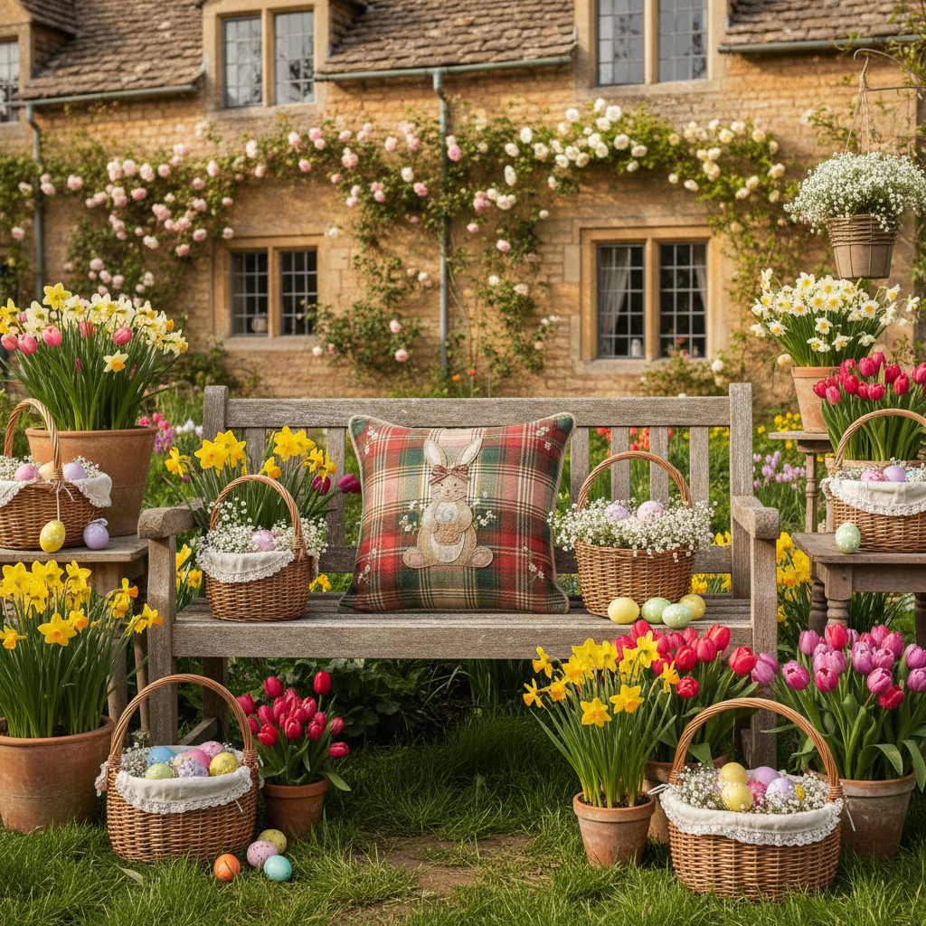Kissenhülle "Osterhase" im englischen Landhausstil