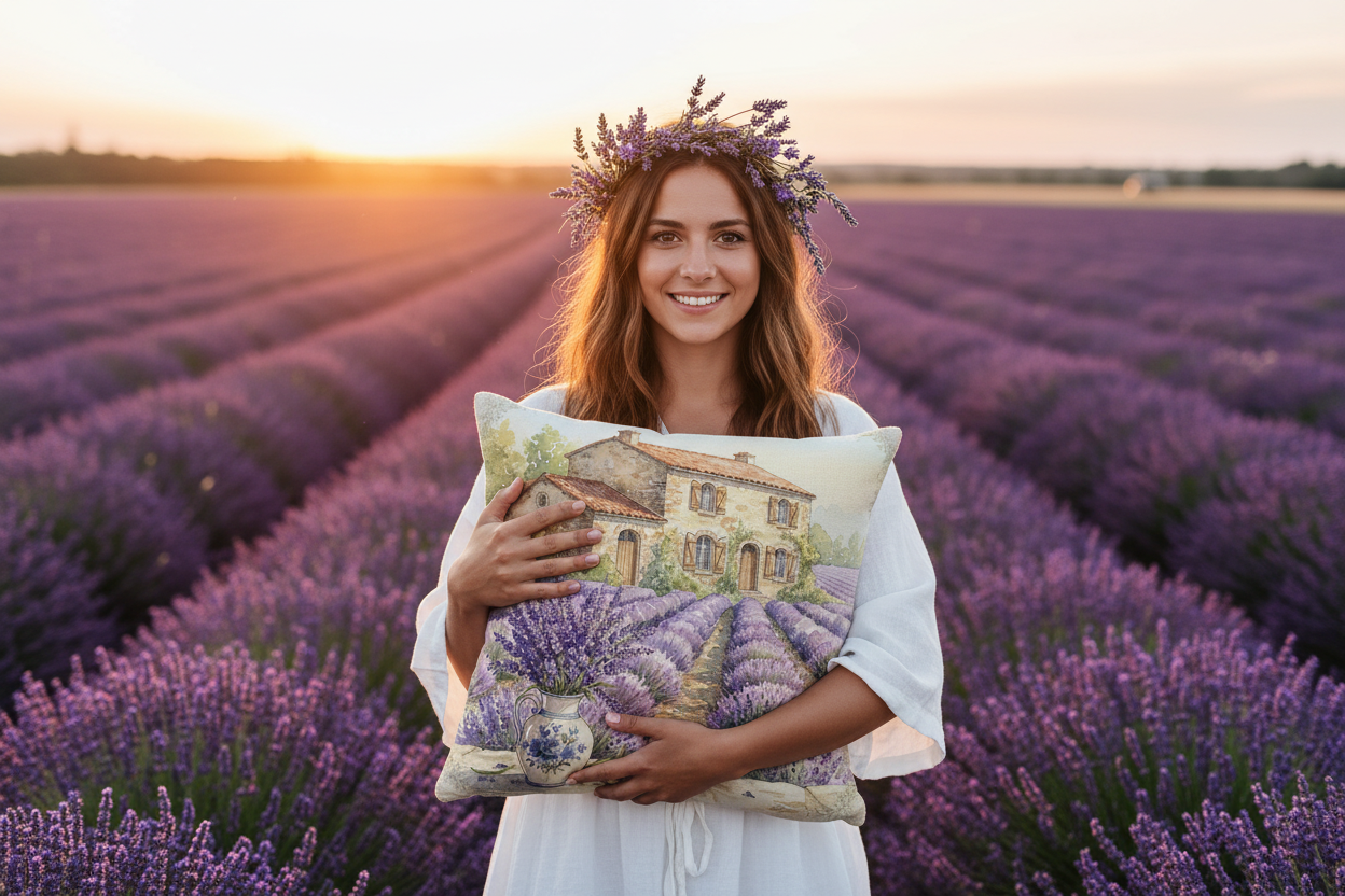 Kissenhülle „Französischer Landhausgarten“ im französischen Landhausstil