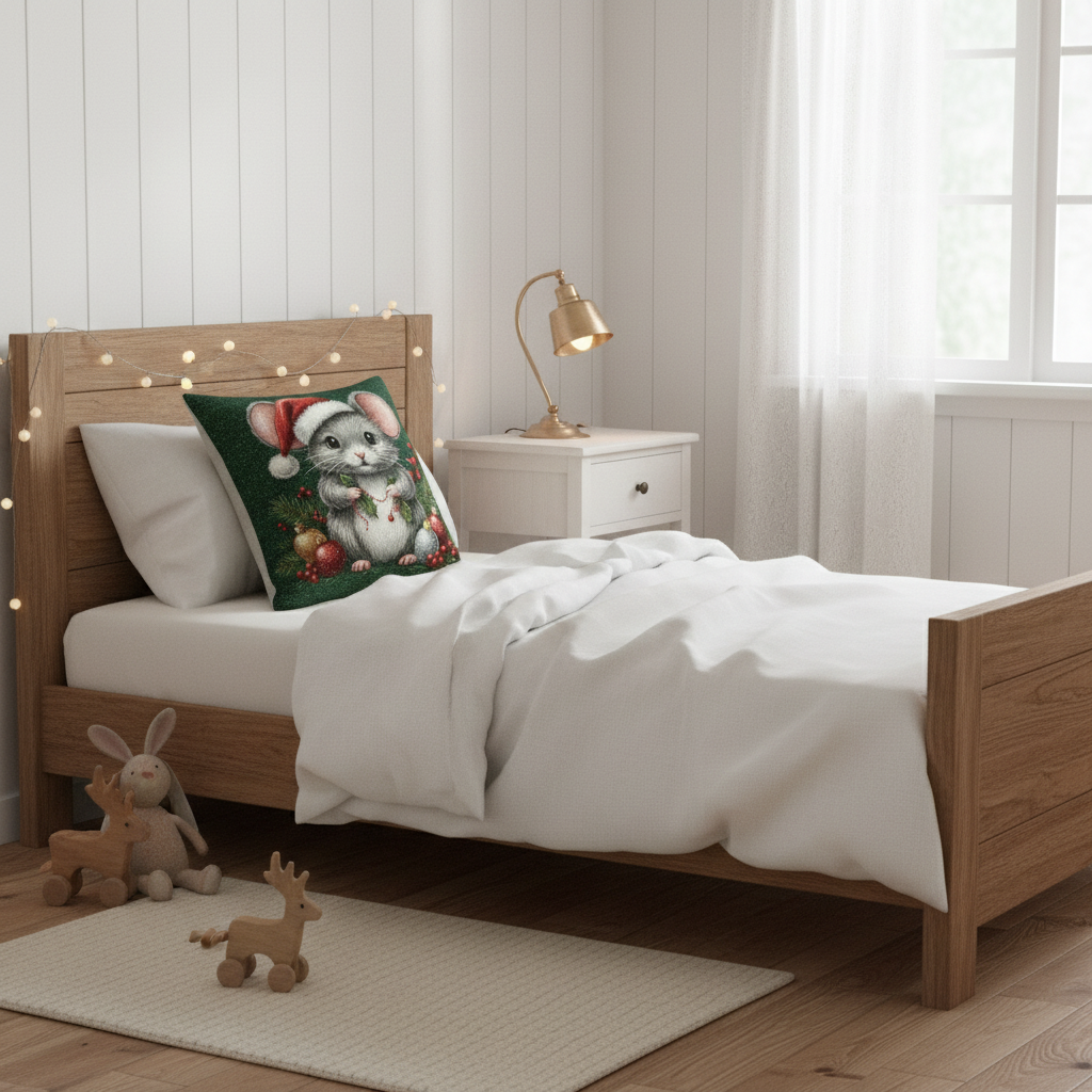Kissenhülle "Weihnachtsmaus" im Landhausstil