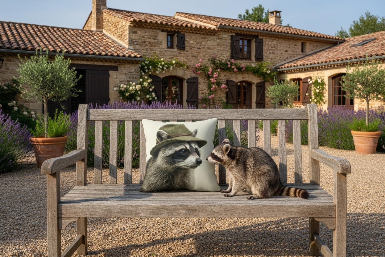 Kissenhülle "Waschbär" im Landhausstil