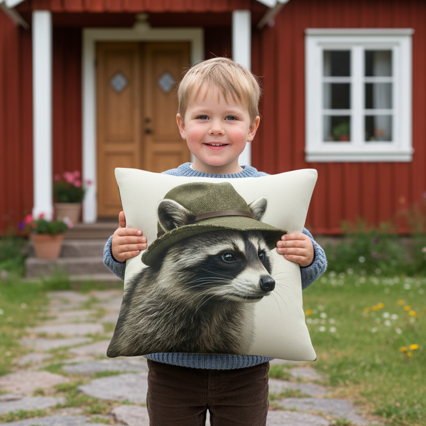 Kissenhülle "Waschbär" im Landhausstil