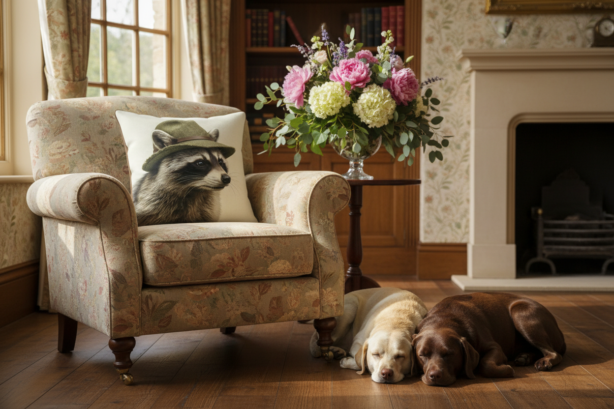 Kissenhülle "Waschbär" im Landhausstil