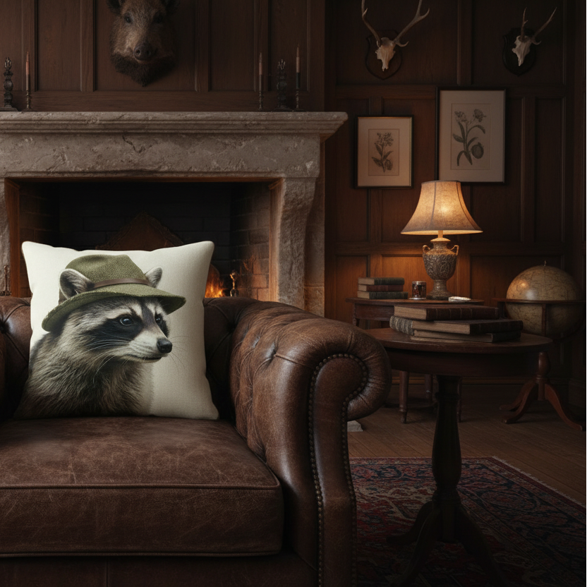 Kissenhülle "Waschbär" im Landhausstil