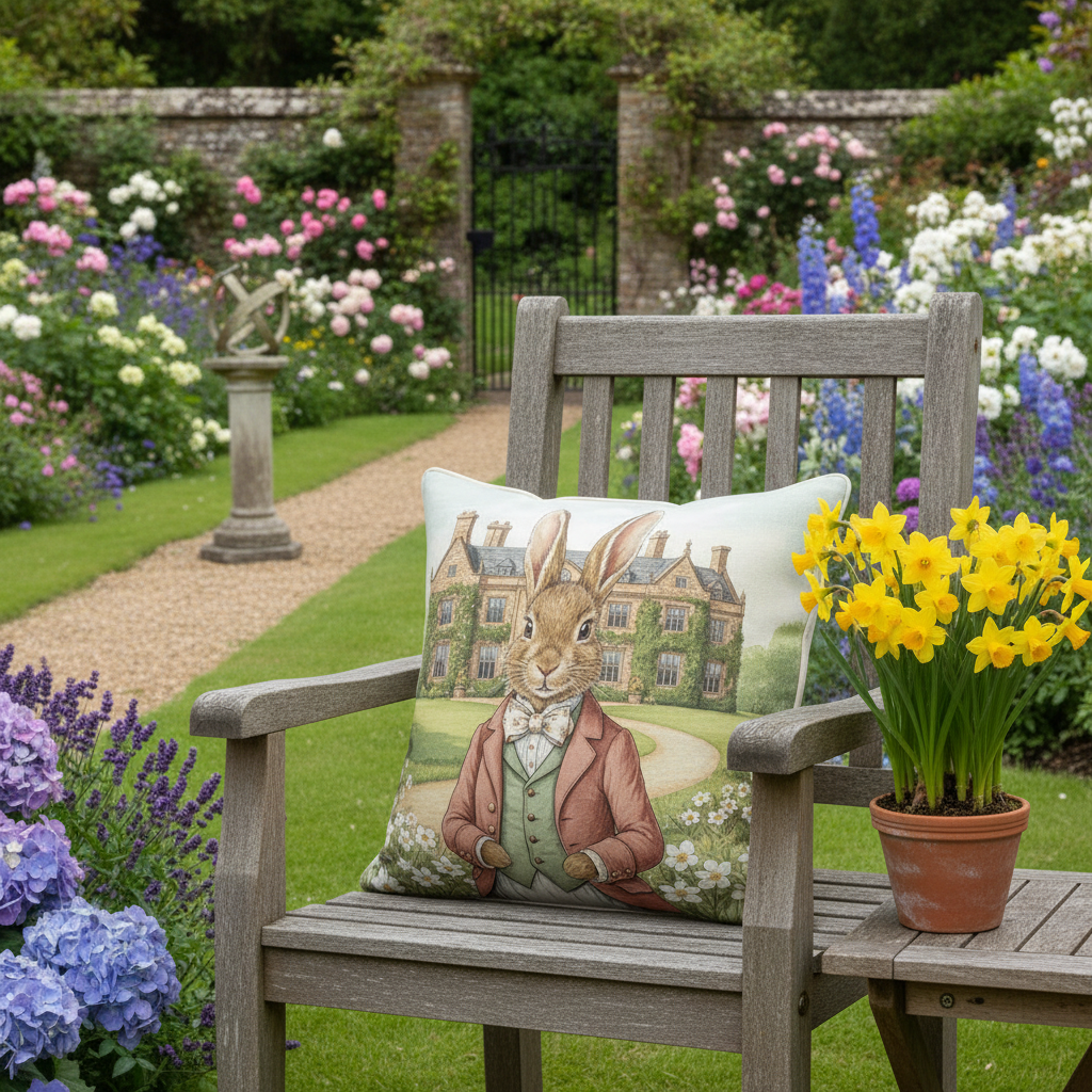 Dekokissen „Osterhase“ im englischen Landhausstil