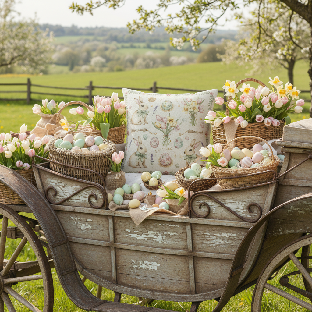 Kissenhülle "Ostern" im Landhausstil