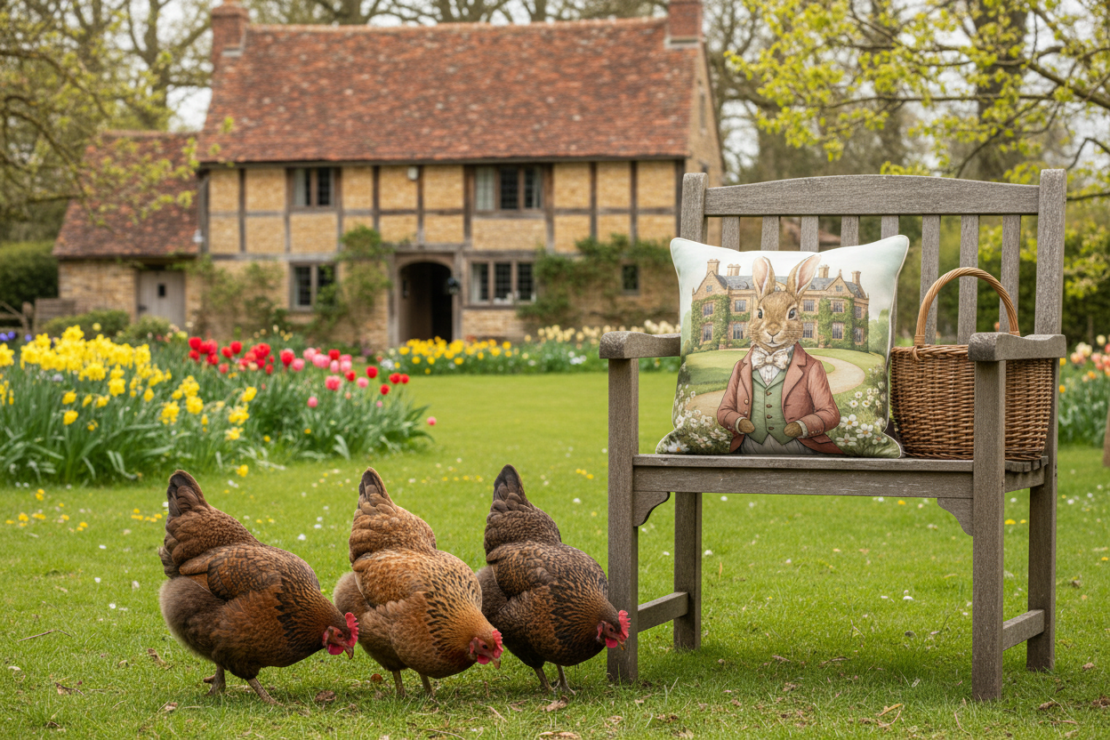 Dekokissen „Osterhase“ im englischen Landhausstil