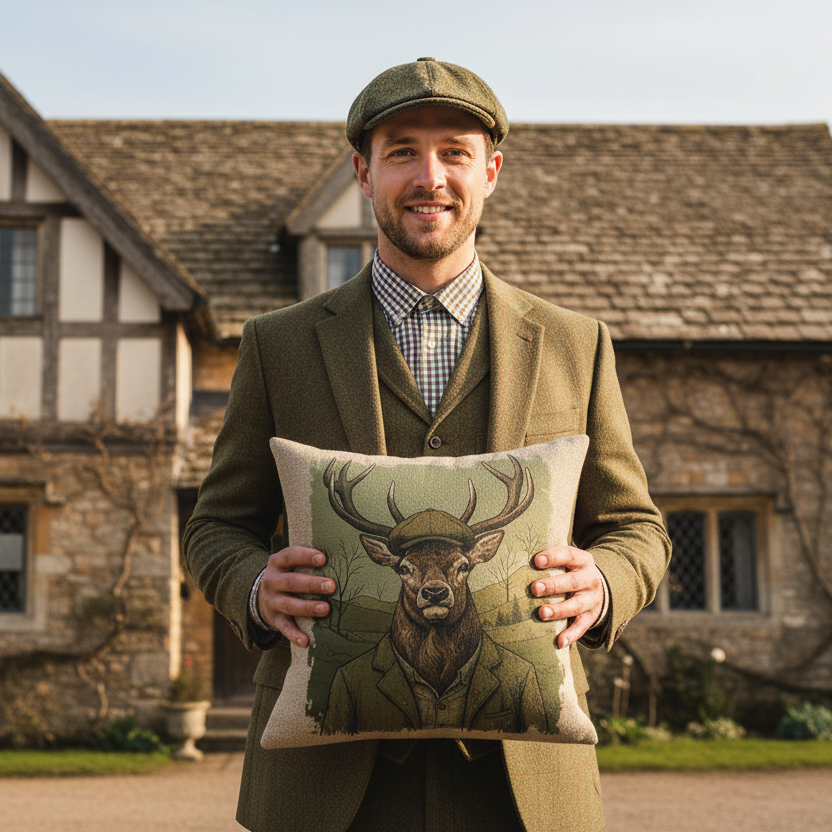 Kissenhülle "Hirsch" im Landhausstil