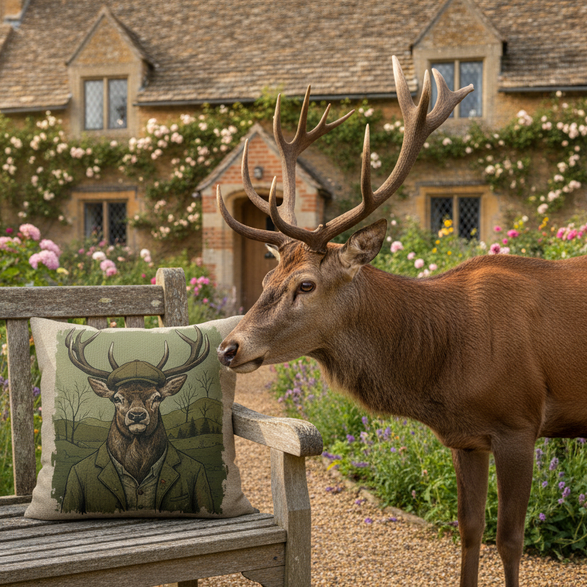 Kissenhülle "Hirsch" im Landhausstil
