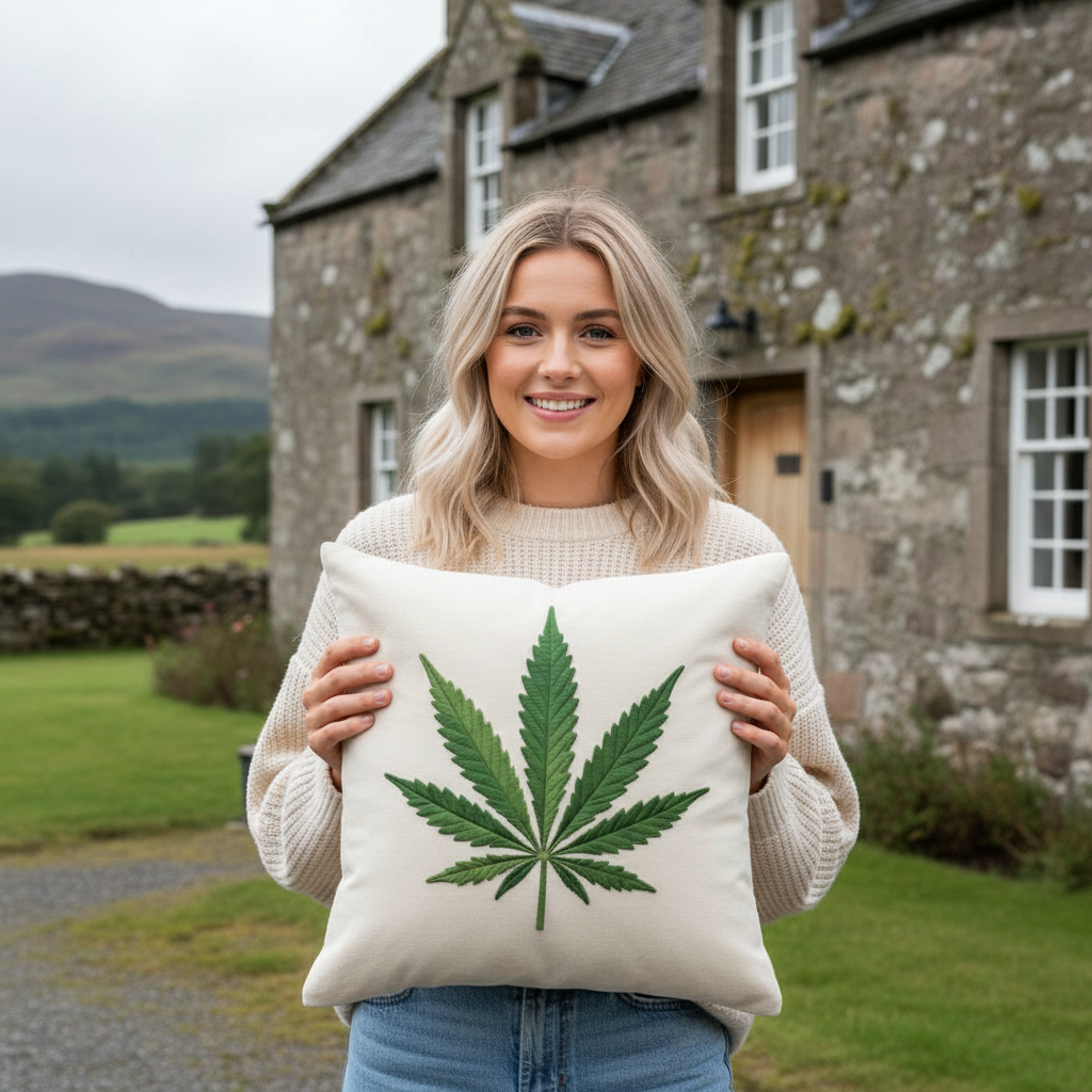 Kissenhülle "Cannabisblatt" im Landhausstil