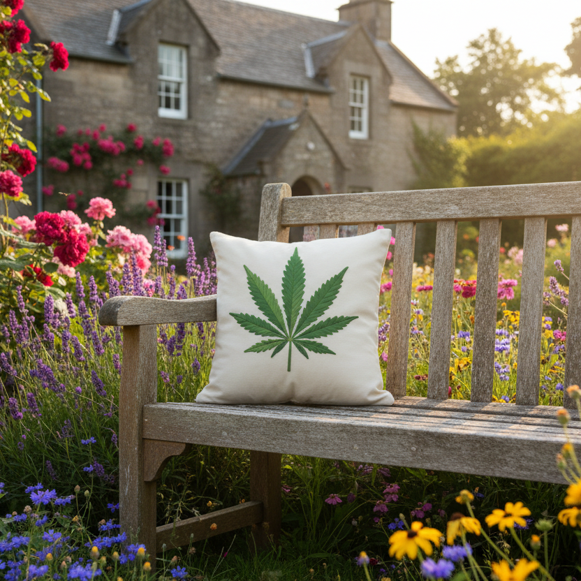 Kissenhülle "Cannabisblatt" im Landhausstil