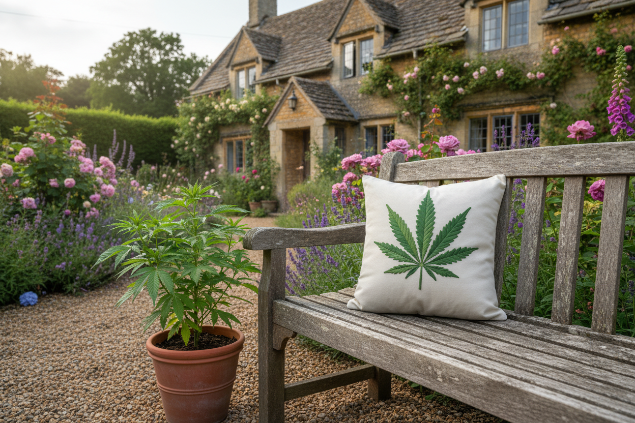 Kissenhülle "Cannabisblatt" im Landhausstil