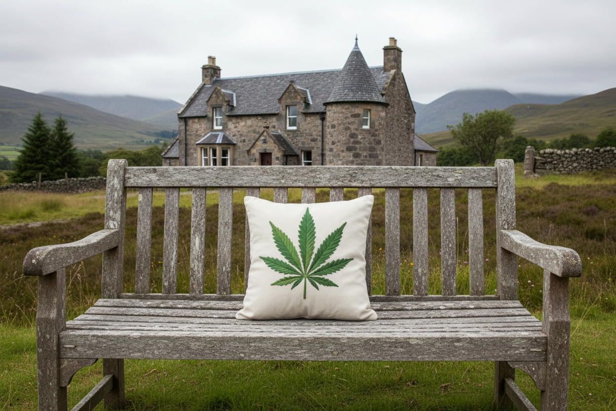 Kissenhülle "Cannabisblatt" im Landhausstil