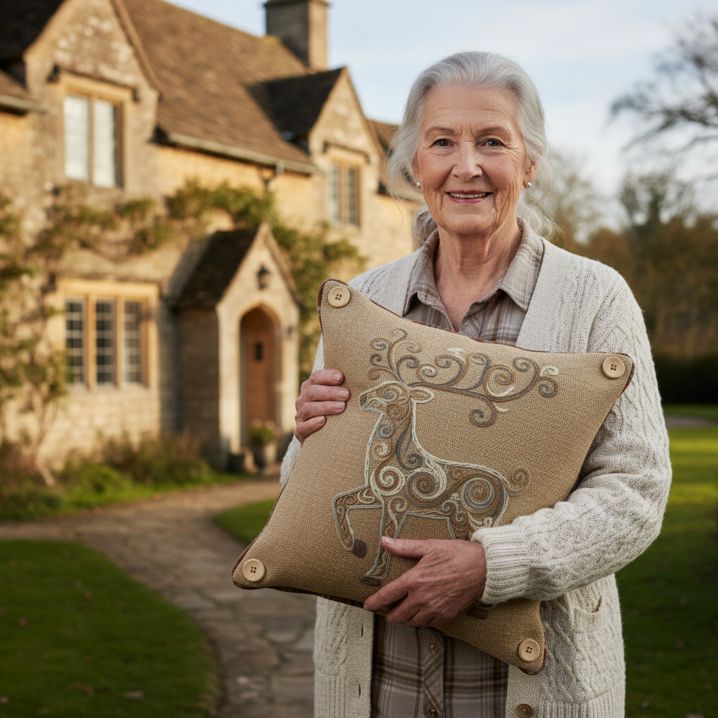 Kissenhülle "Rentier" im Landhausstil
